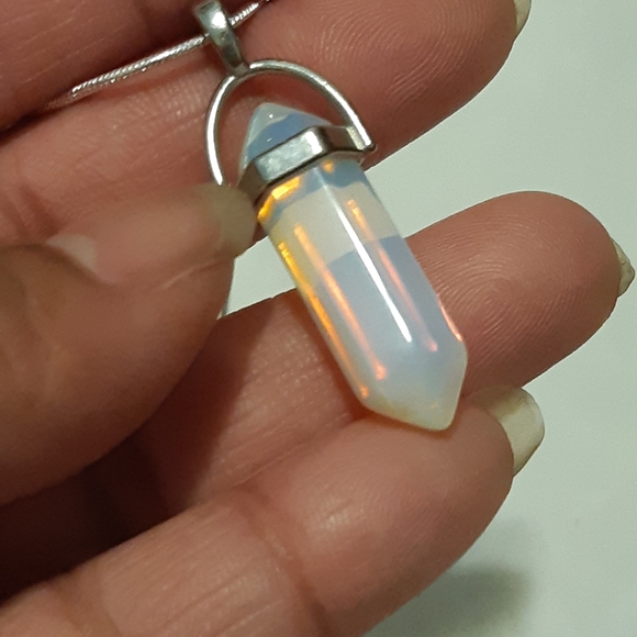 Moon Stone Necklace, Necklace Is Stamped 925, Pendant Is Not, Necklace Is 24.5"L - Picture 6 of 12